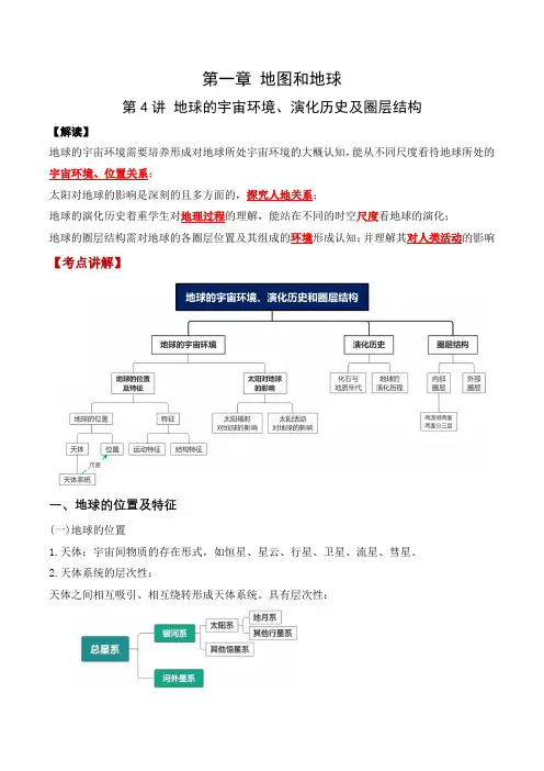 第4讲 地球的宇宙环境、演化历史及圈层结构(讲义)-2023年高考地理一轮复习讲练测(新教材新高考)