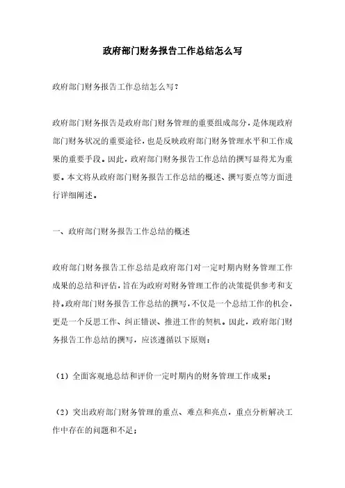 政府部门财务报告工作总结怎么写