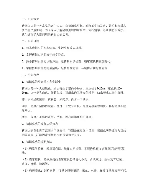 猪蛔虫病的实训报告