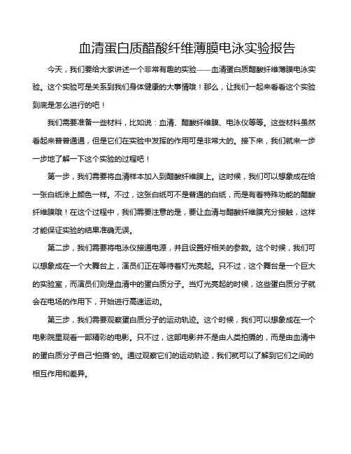 血清蛋白质醋酸纤维薄膜电泳实验报告