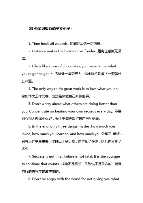 23句美到极致的英文句子