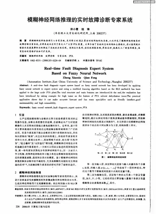 模糊神经网络推理的实时故障诊断专家系统