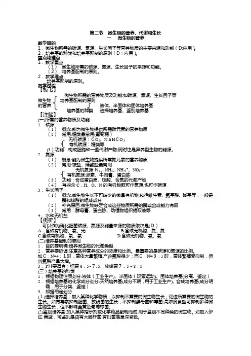 高中生物选修全一册微生物的营养、代谢和生长之微生物的营养
