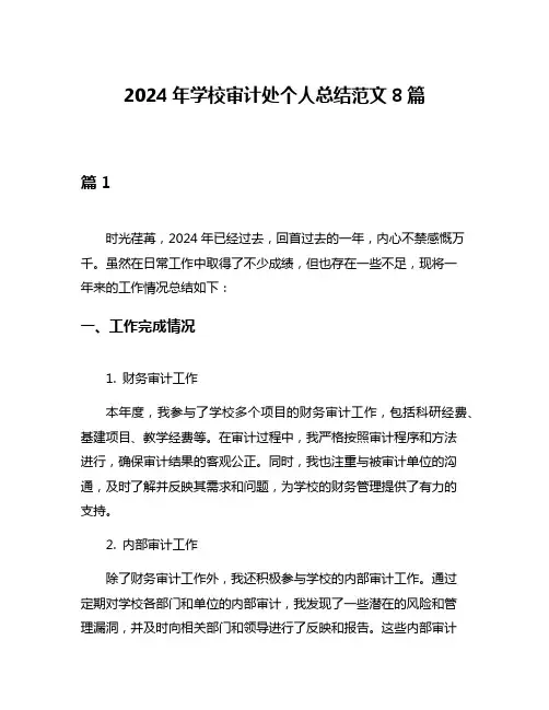 2024年学校审计处个人总结范文8篇
