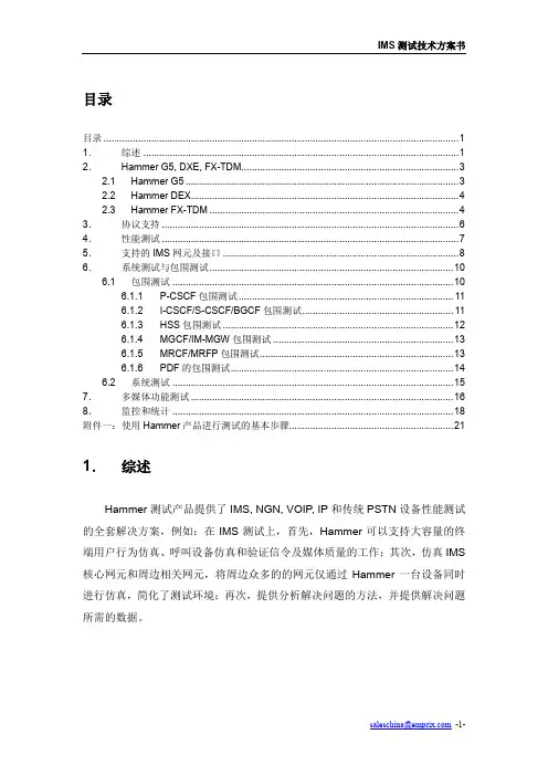 IMS测试技术方案书