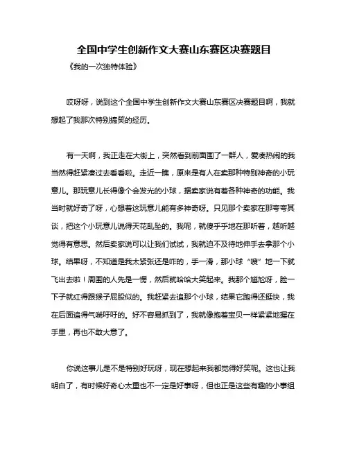 全国中学生创新作文大赛山东赛区决赛题目