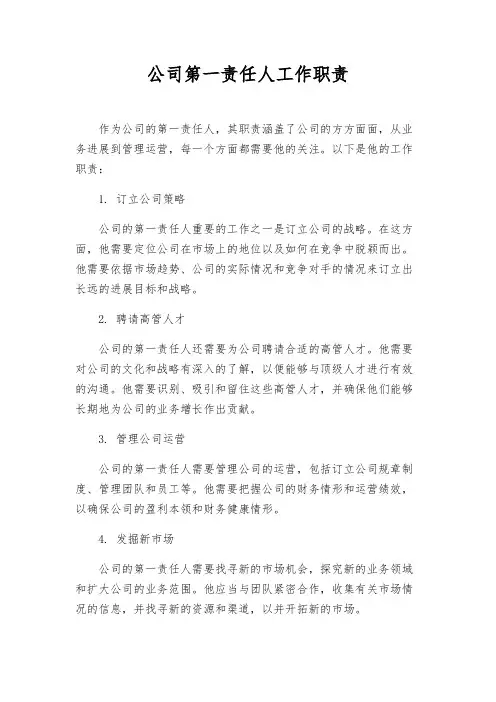 公司第一责任人工作职责