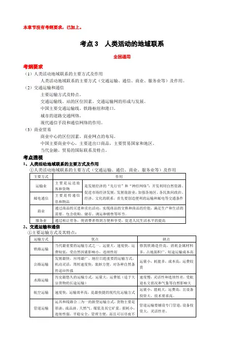 08人文地理考点3人类活动的地域联系