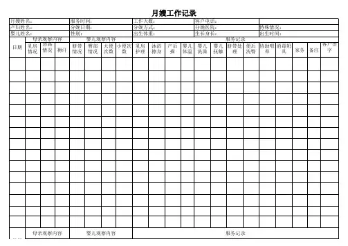 月嫂工作记录表