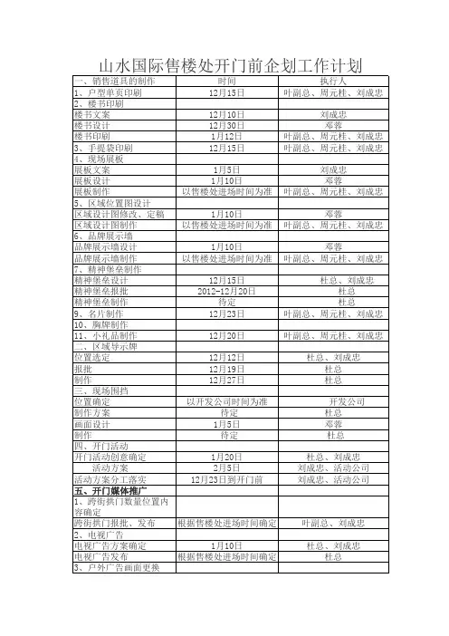 山水国际开门前推广计划1207