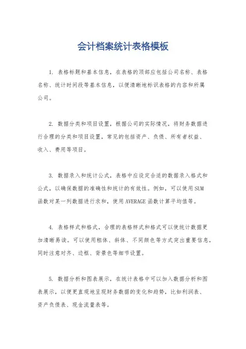会计档案统计表格模板