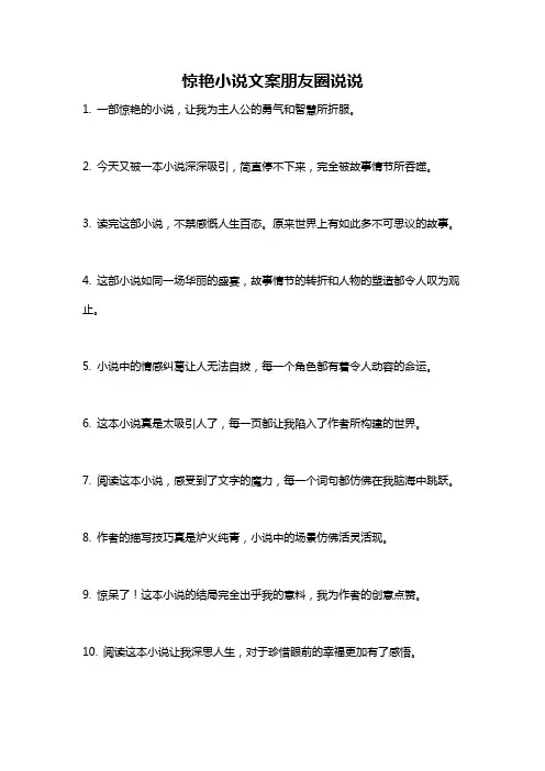 惊艳小说文案朋友圈说说