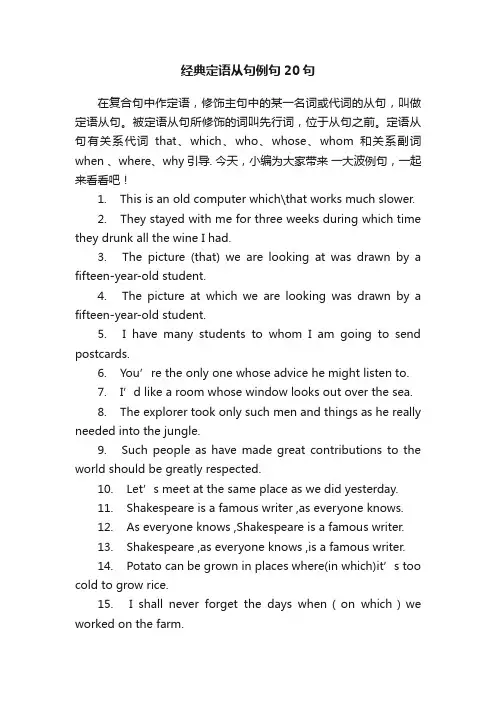 经典定语从句例句20句