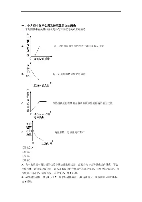 2020-2021备战中考化学培优专题复习金属及酸碱盐反应的图像练习题含详细答案