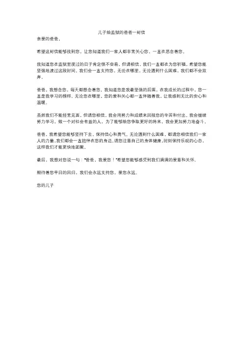 儿子给监狱的爸爸一封信