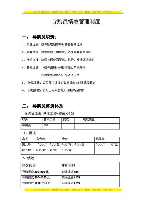 导购员绩效制度