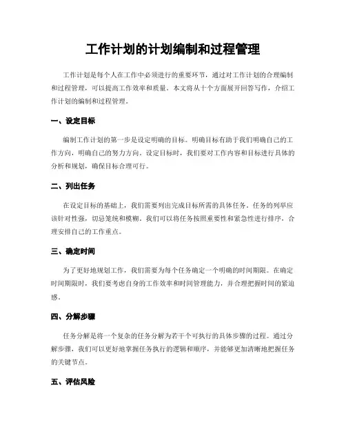 工作计划的计划编制和过程管理