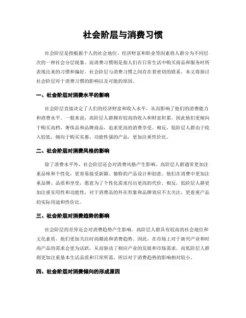 社会阶层与消费习惯