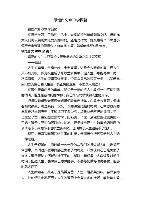 领悟作文600字四篇