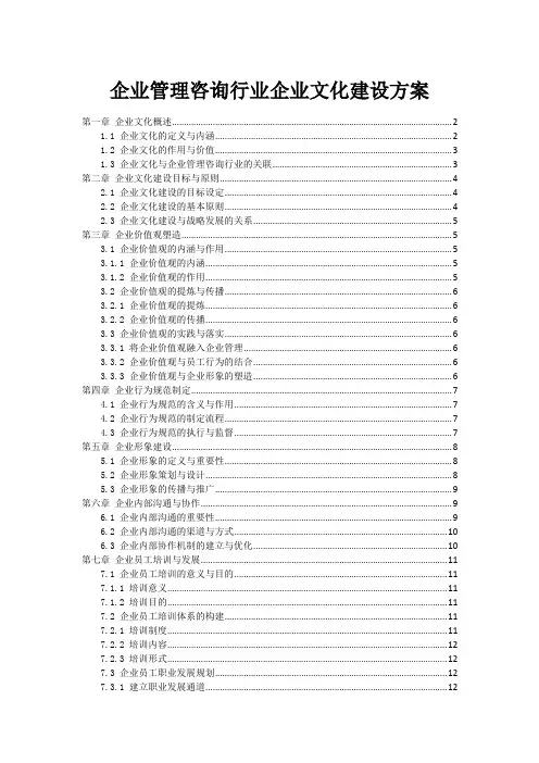 企业管理咨询行业企业文化建设方案