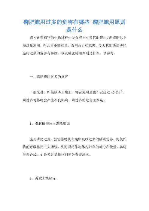 磷肥施用过多的危害有哪些 磷肥施用原则是什么