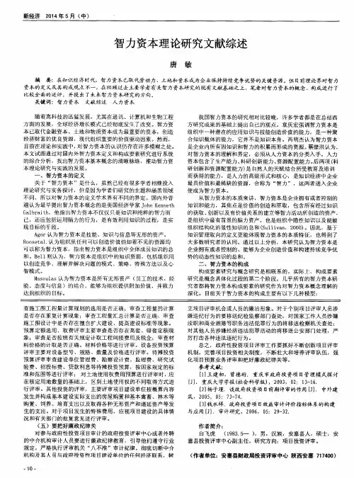 智力资本理论研究文献综述