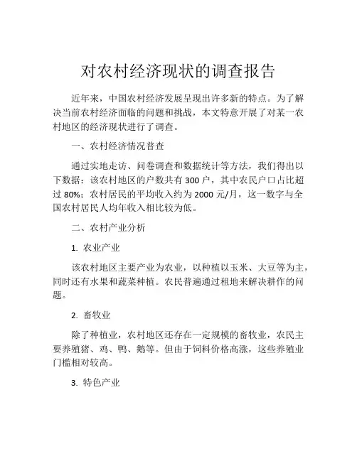 对农村经济现状的调查报告