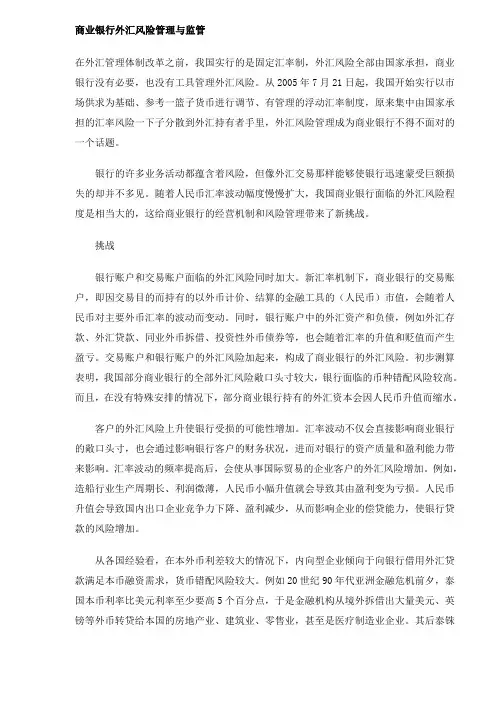 商业银行外汇风险管理与监管