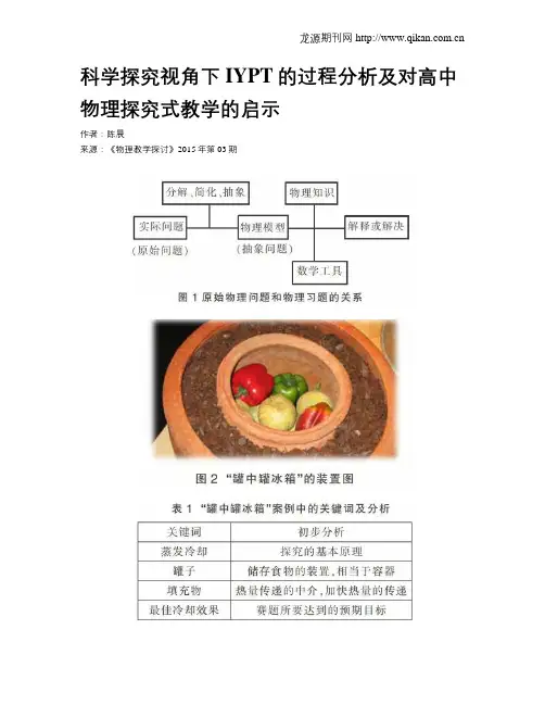 科学探究视角下IYPT的过程分析及对高中物理探究式教学的启示