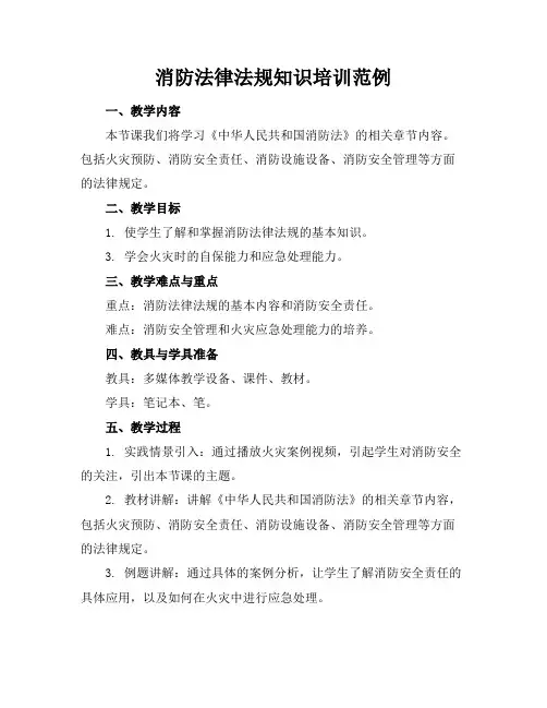 消防法律法规知识培训范例