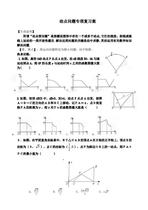 动点问题 专项复习 