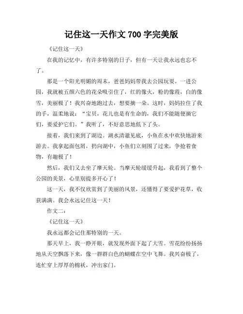 记住这一天作文700字完美版