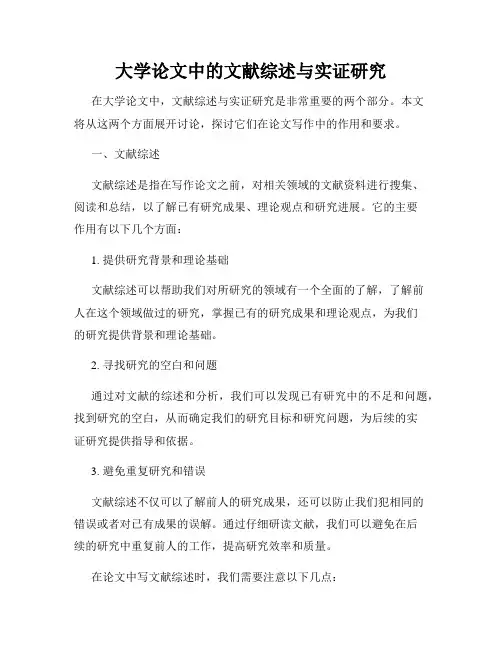 大学论文中的文献综述与实证研究