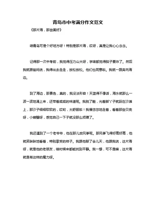 青岛市中考满分作文范文