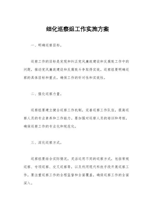 细化巡察组工作实施方案