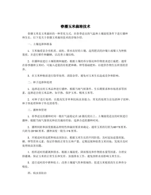 春播玉米栽培技术