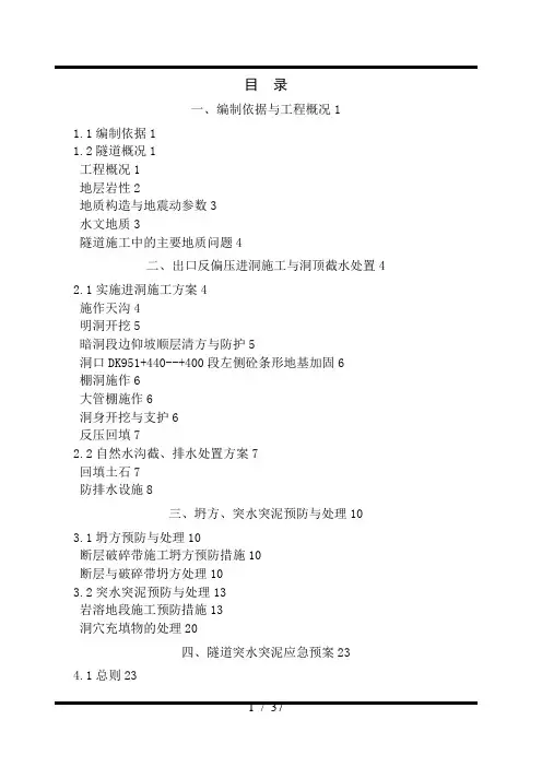 新建沪昆客专贵州段CKGZTJ-12标段背阴坡隧道岩溶处治专项施工方案