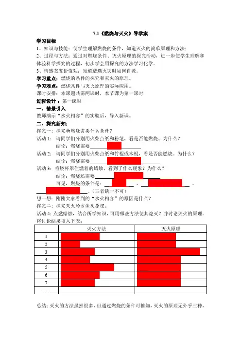 燃烧与灭火导学案