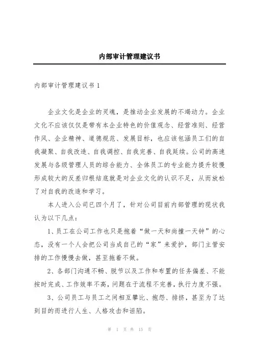 内部审计管理建议书