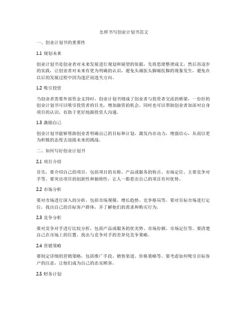 怎样书写创业计划书范文