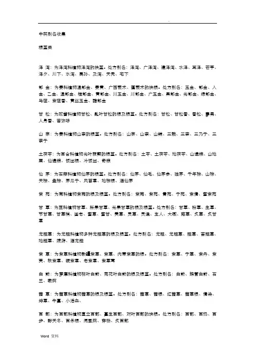中药饮片别名收集