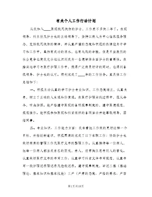 有关个人工作行动计划(5篇)