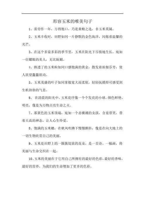 形容玉米的唯美句子