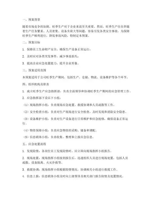 旺季生产应急专项预案