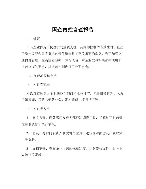 国企内控自查报告
