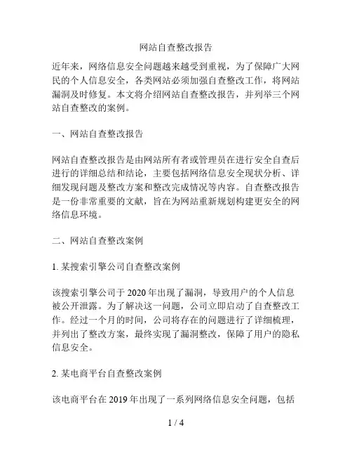 网站自查整改报告