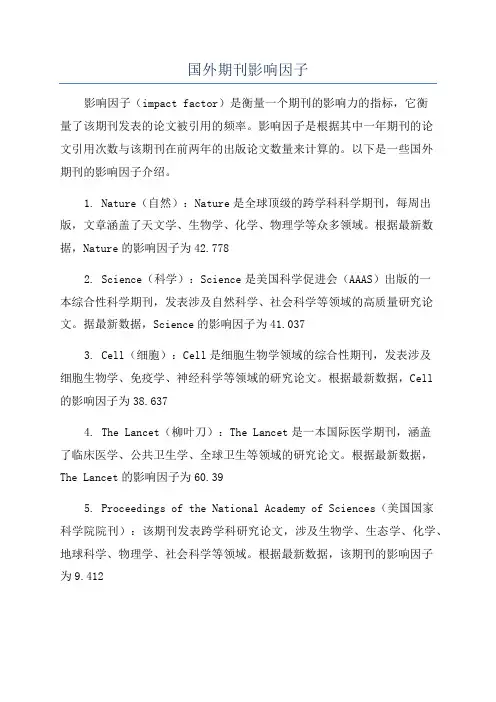 国外期刊影响因子
