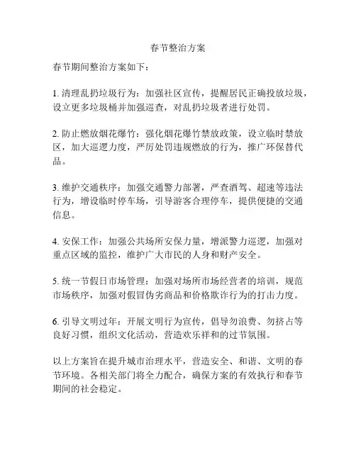 春节整治方案