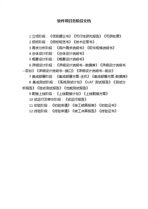 软件项目各阶段文档