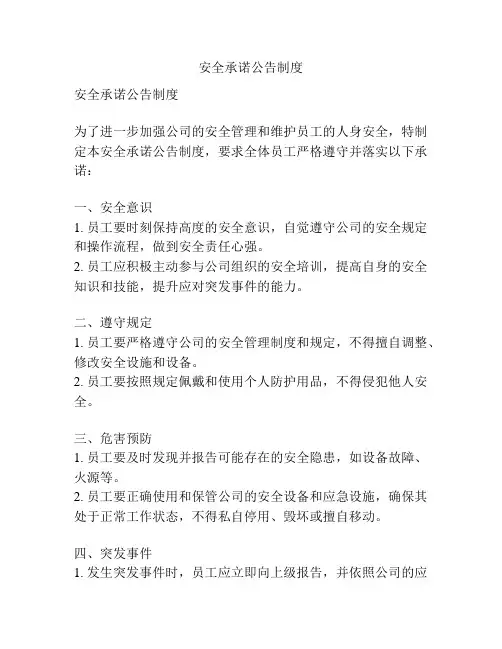 安全承诺公告制度